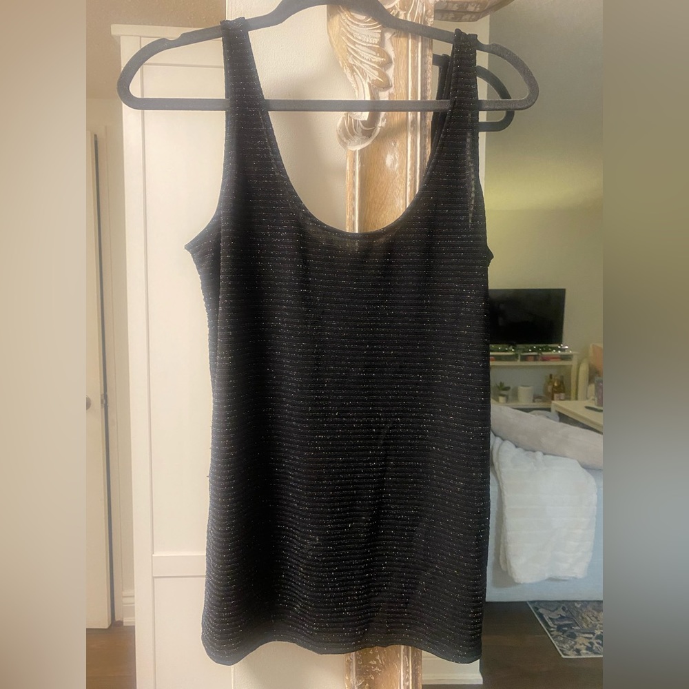 RW&CO sparkly black tank top. Size L
